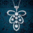 Antique Edwardian Diamond Pendant Necklace Platinum 4ct Of Diamond
