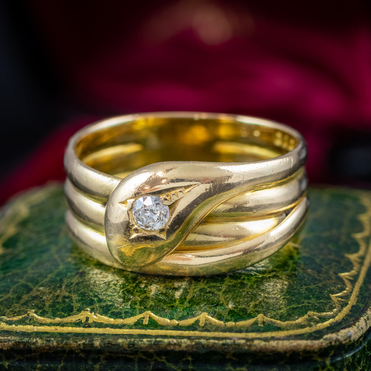 Antique Edwardian Diamond Snake Ring Dated 1918