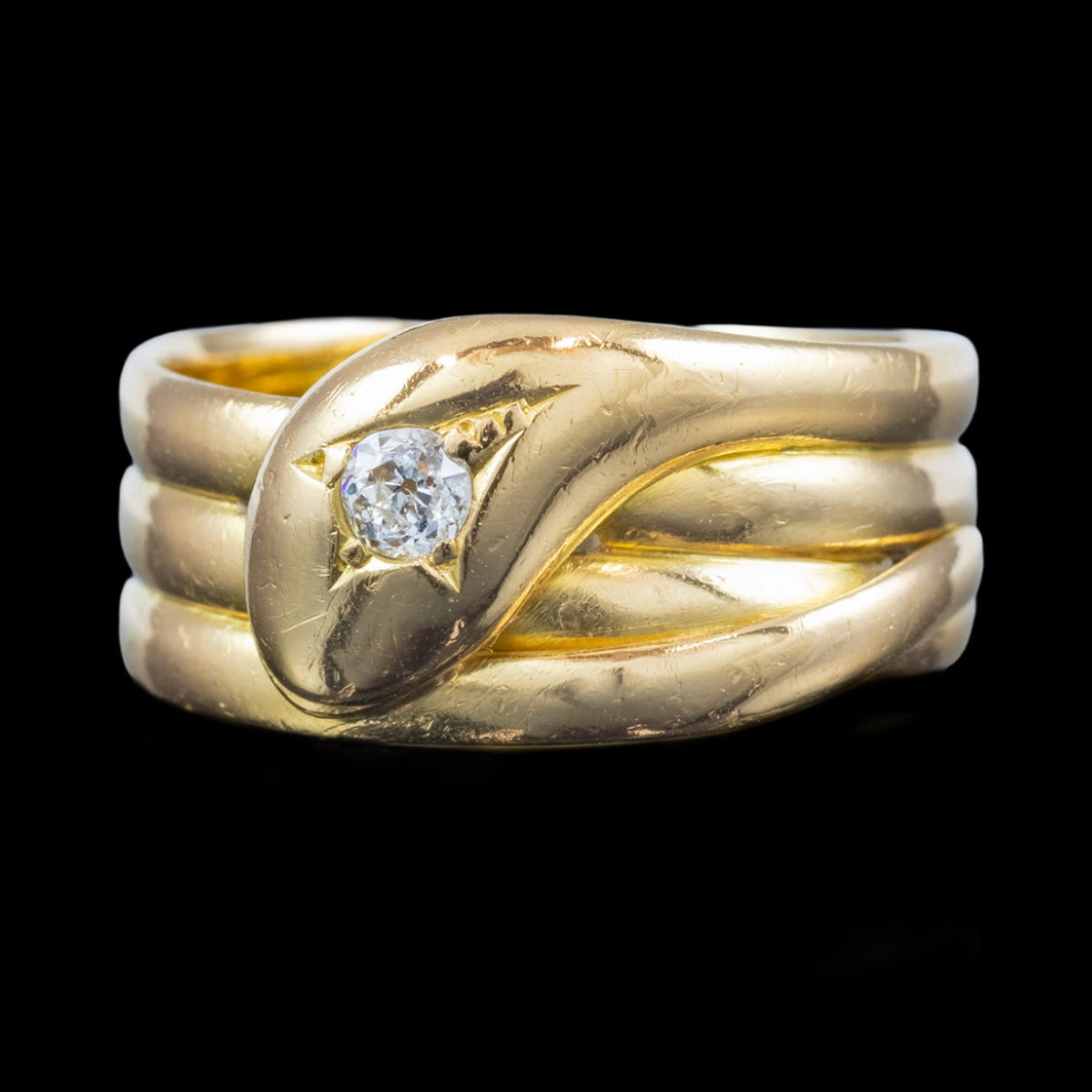 Antique Edwardian Diamond Snake Ring Dated 1918