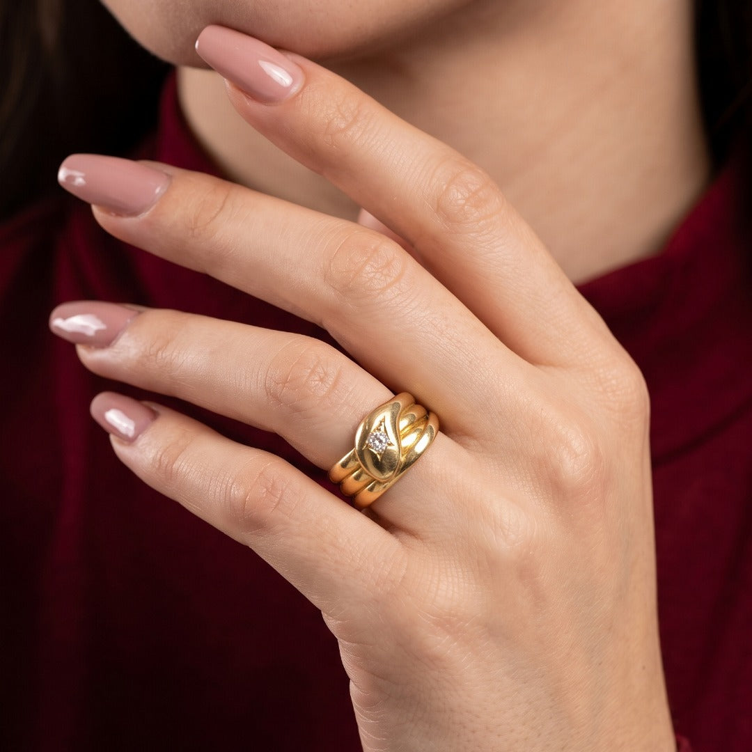 Antique Edwardian Diamond Snake Ring Dated 1918