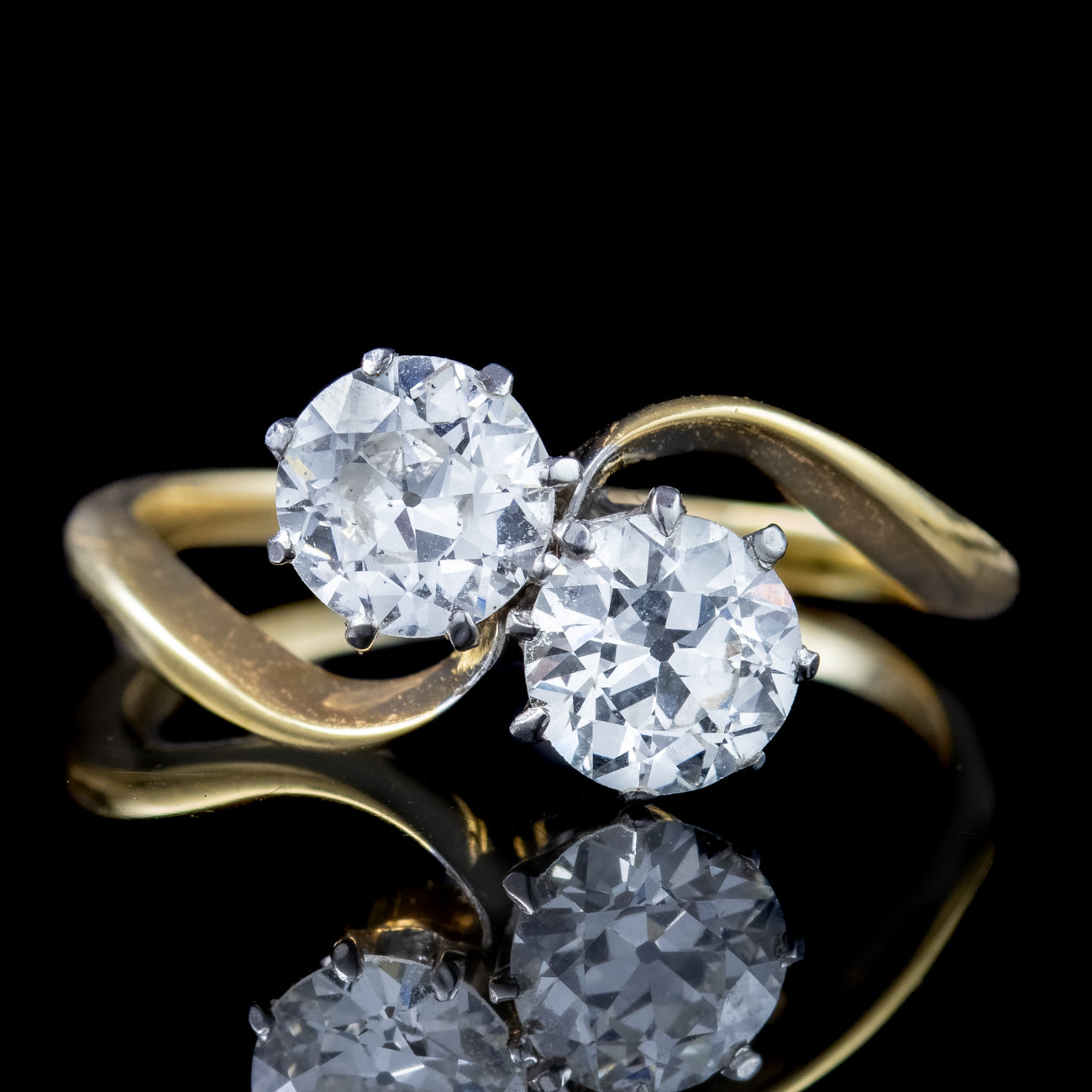 Antique Edwardian Diamond Toi Et Moi Twist Ring 1.3ct Of Diamond With Box Secondary image