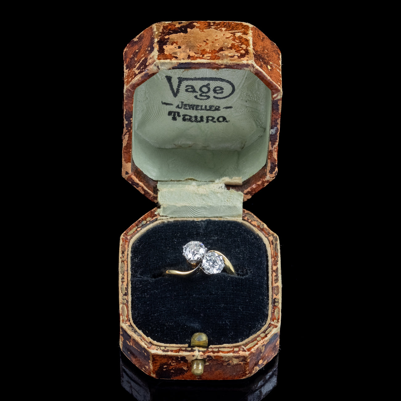Antique Edwardian Diamond Toi Et Moi Twist Ring 1.3ct Of Diamond With Box