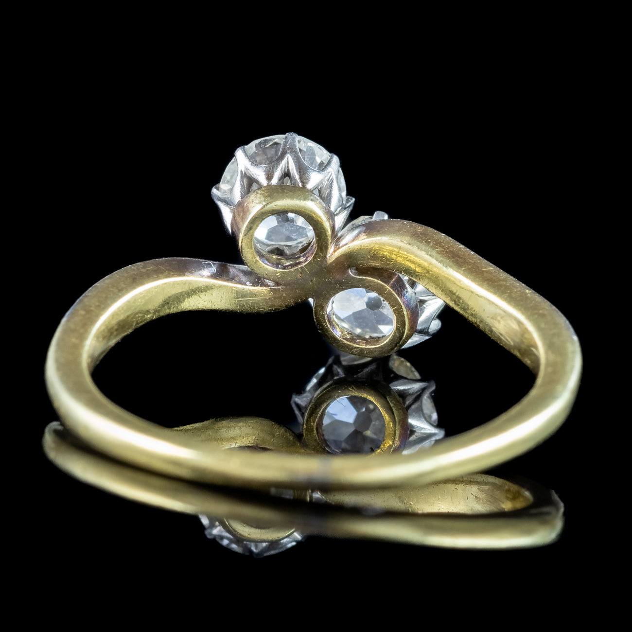 Antique Edwardian Diamond Toi Et Moi Twist Ring 1.3ct Total