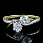Antique Edwardian Diamond Toi Et Moi Twist Ring 1.3ct Total