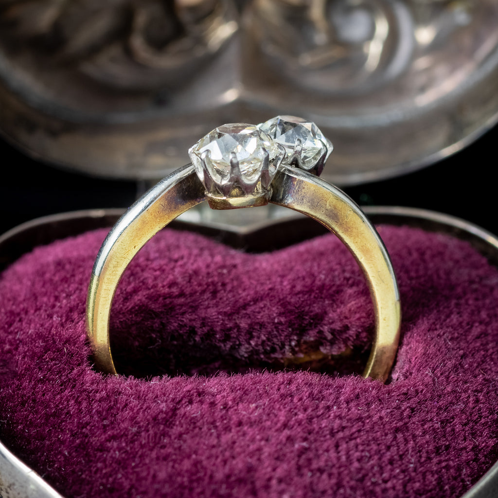 Antique Edwardian Diamond Toi Et Moi Twist Ring 1.3ct Total