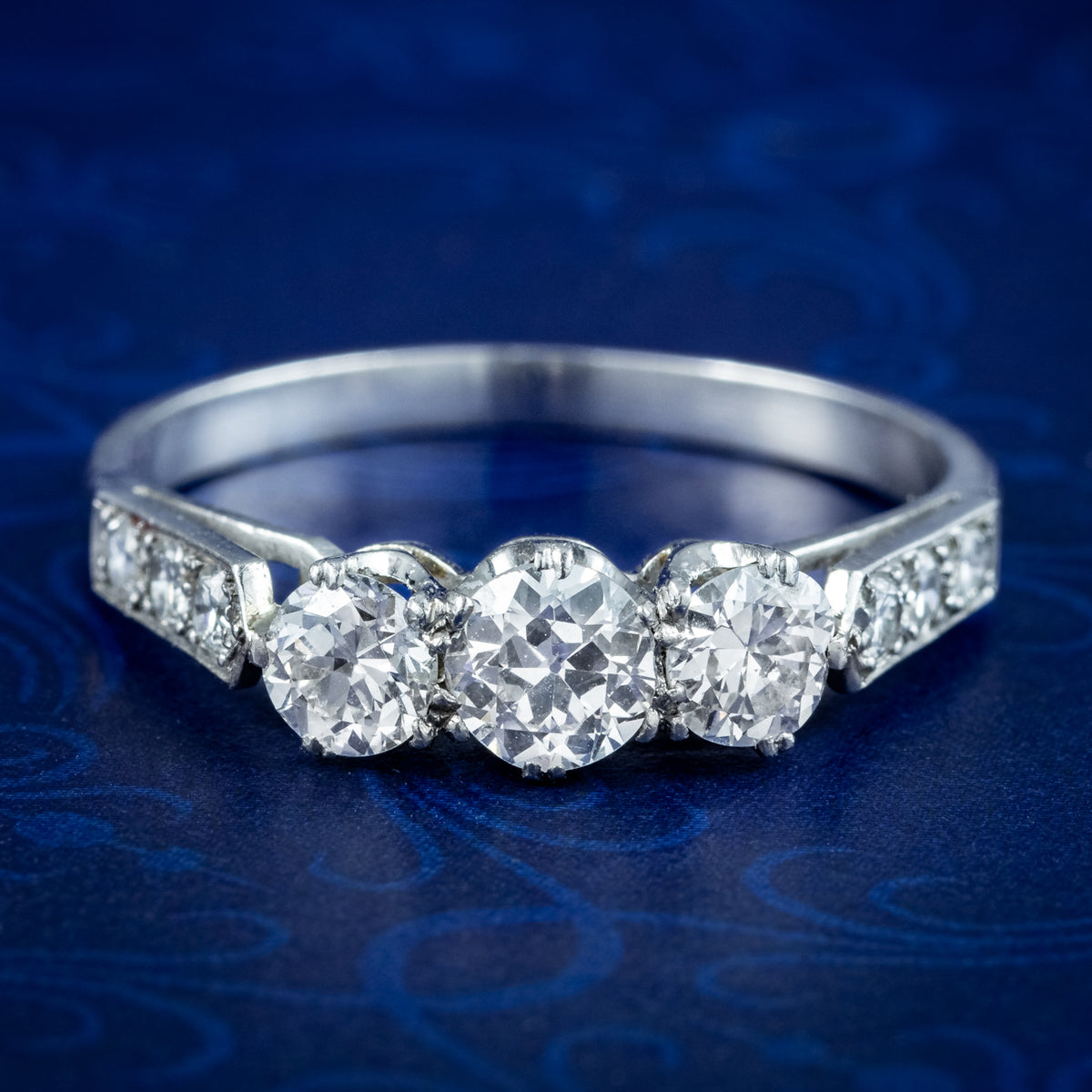 Antique Edwardian Diamond Trilogy Ring 1.5ct Total Main image