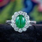 Antique Edwardian Emerald Diamond Daisy Cluster Ring 1.7ct Emerald