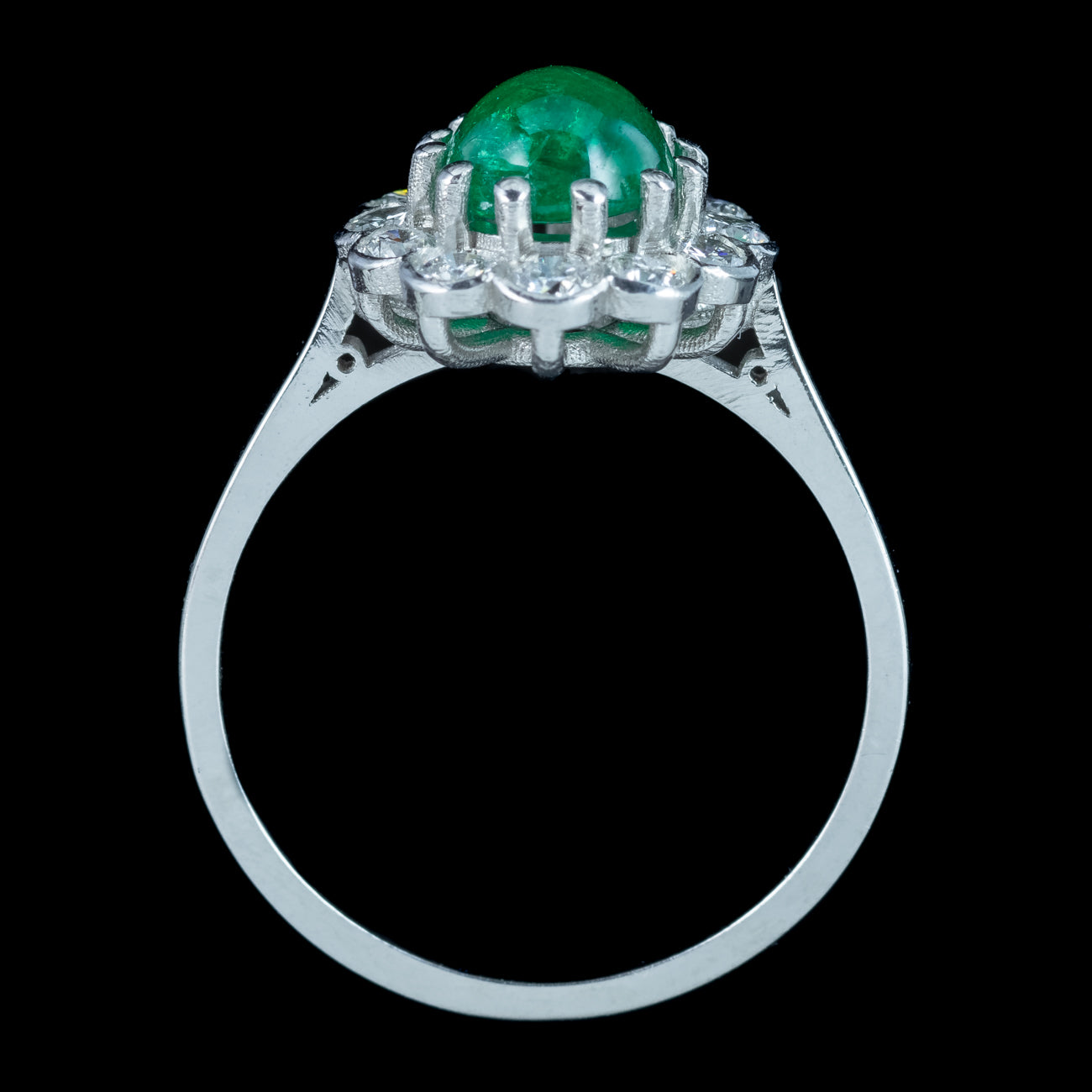 Antique Edwardian Emerald Diamond Daisy Cluster Ring 1.7ct Emerald
