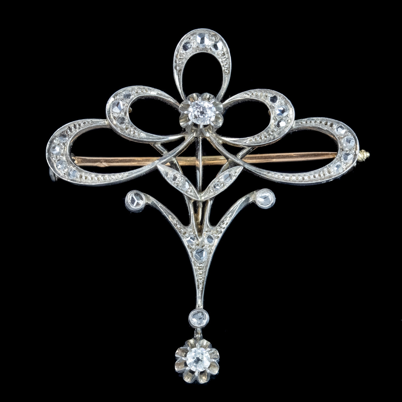 Antique Edwardian French Belle Epoque Diamond Brooch 18ct Gold Secondary image