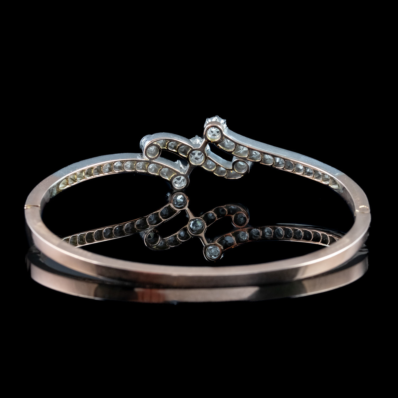 Antique Edwardian French Diamond Bangle Platinum 18ct Gold 