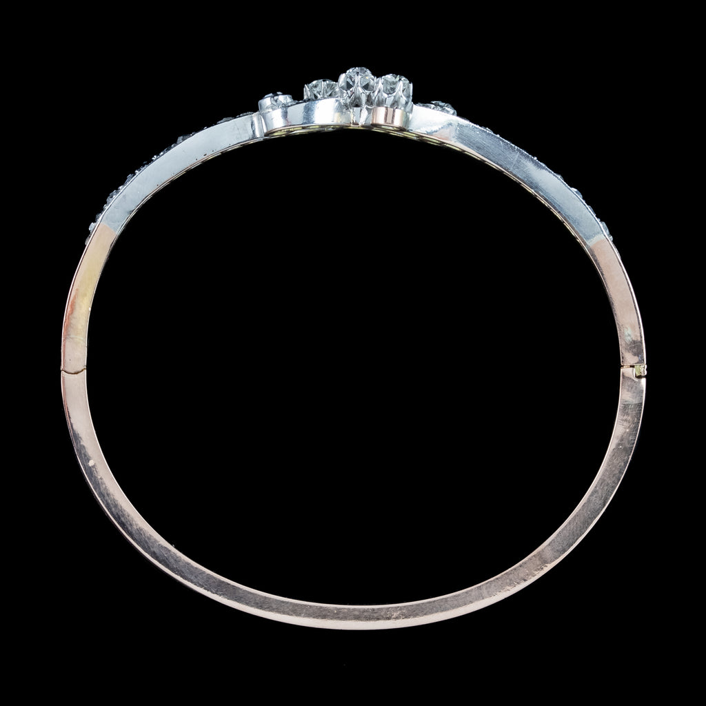 Antique Edwardian French Diamond Bangle Platinum 18ct Gold 