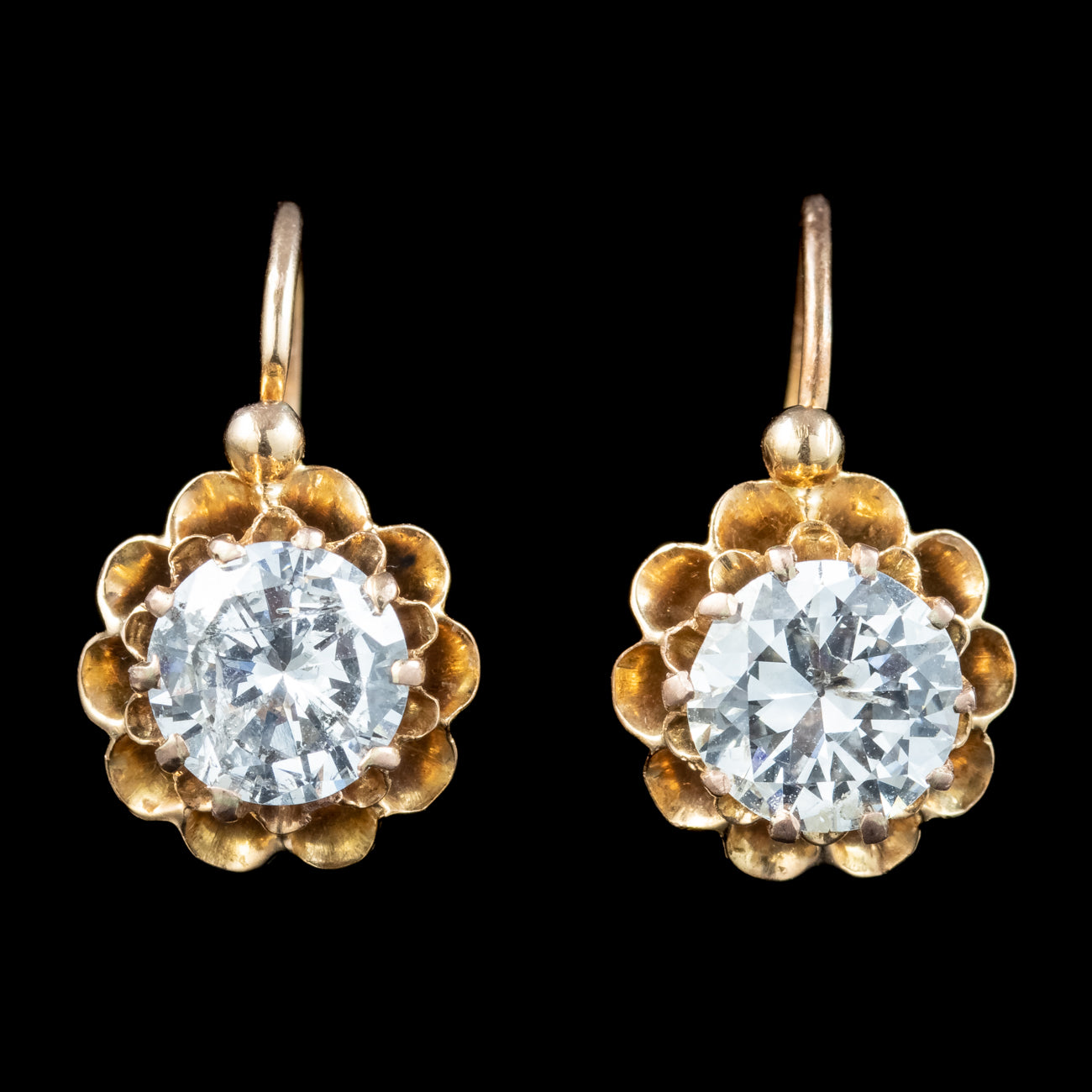 Antique Edwardian French Diamond Earrings 18ct Gold 1.88ct Total Secondary image