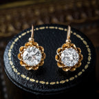 Antique Edwardian French Diamond Earrings 18ct Gold 0.94ct Diamonds