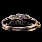 Antique Edwardian French Diamond Sapphire Ruby Bangle Platinum 18ct Gold 
