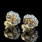 Antique Edwardian French Pearl Diamond Flower Stud Earrings 2ct Of Diamond