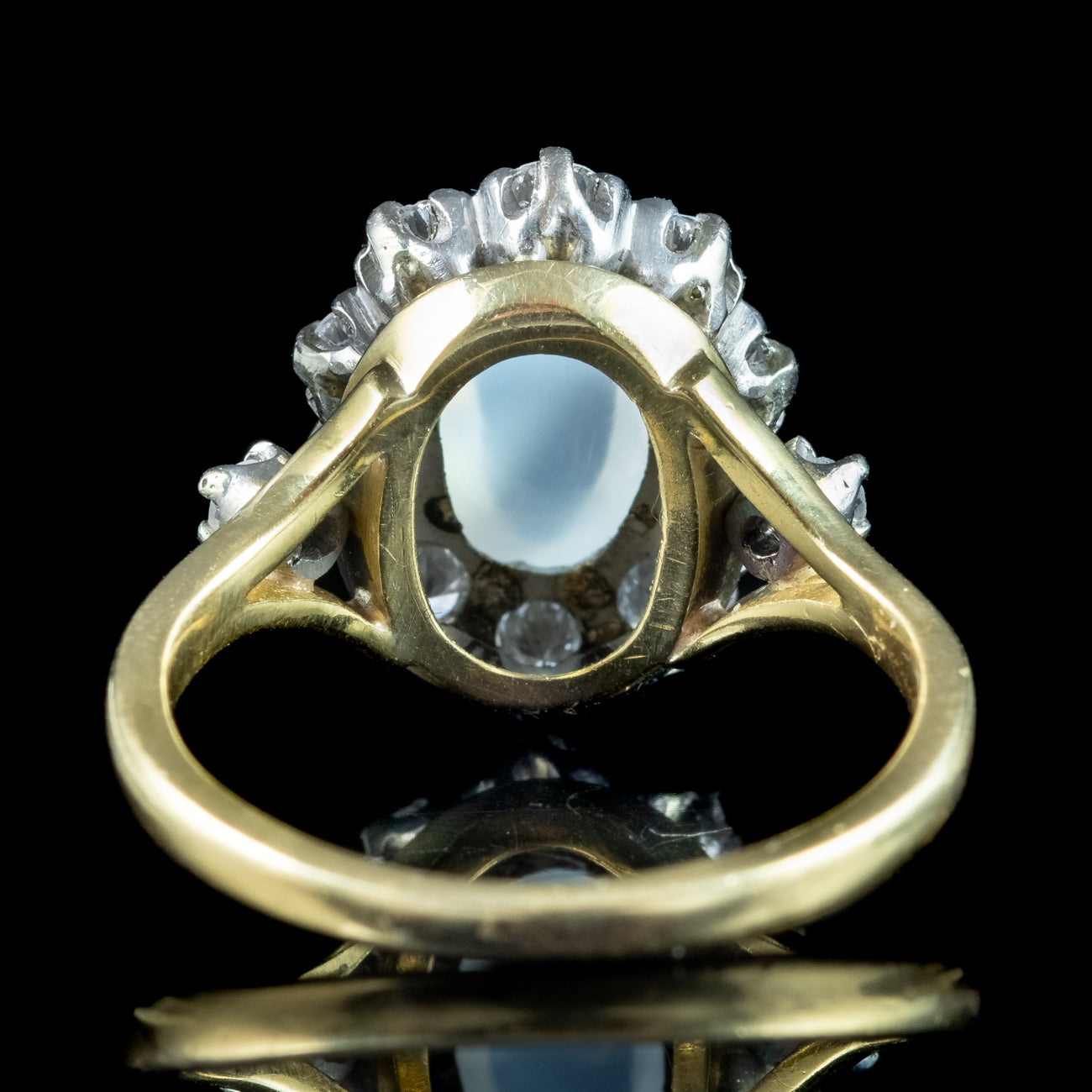 Antique Edwardian Moonstone Diamond Cluster Ring 2ct Moonstone