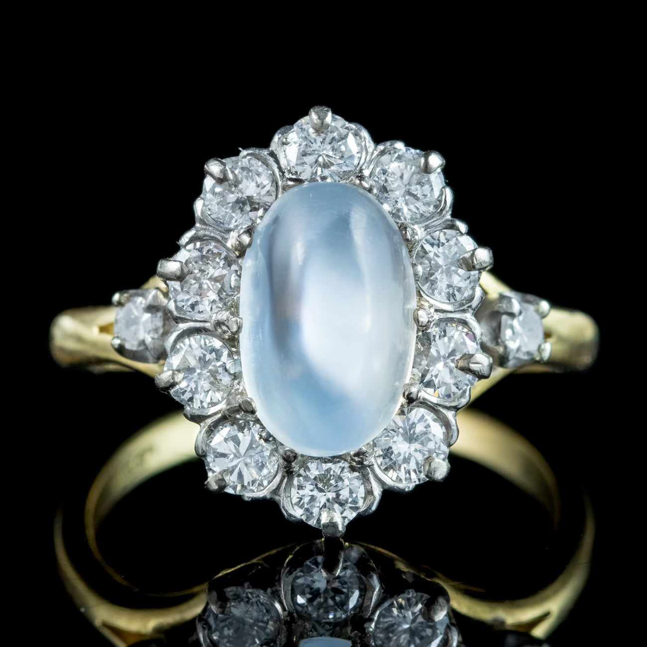 Antique Edwardian Moonstone Diamond Cluster Ring 2ct Moonstone Secondary image