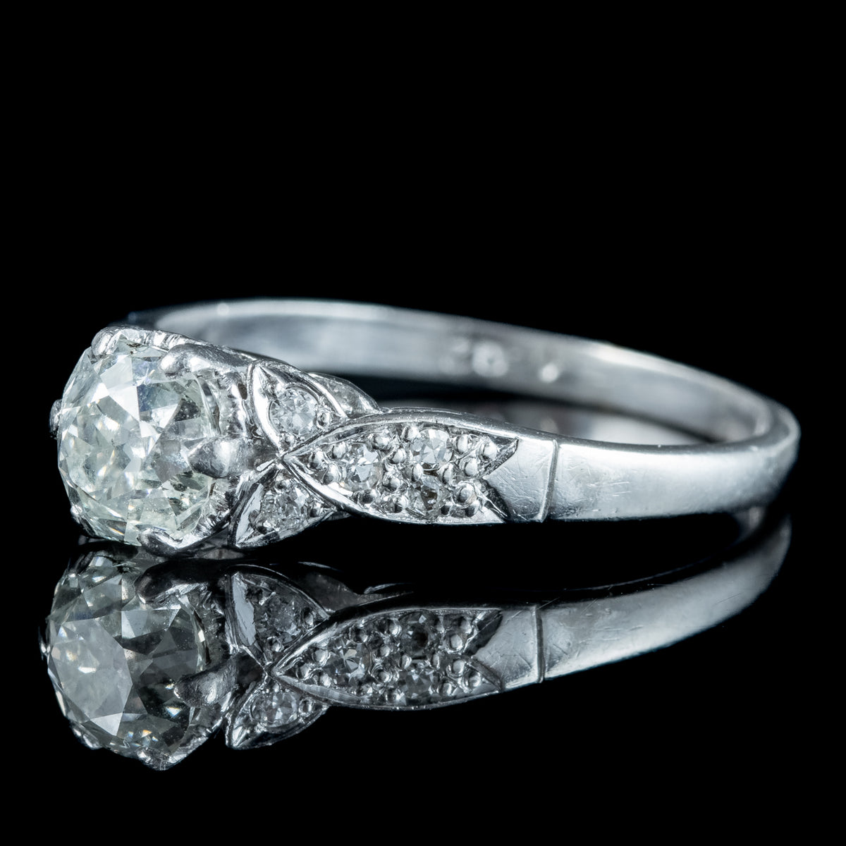 Antique Edwardian Old Cut Diamond Solitaire Ring 1.02ct Total