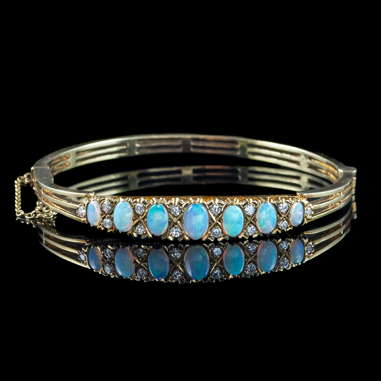 Antique Edwardian Opal Diamond Bangle 18ct Gold 3ct Of Opal Secondary image
