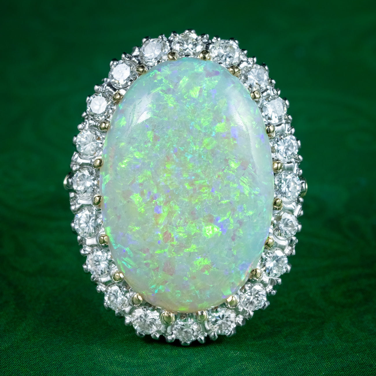 Antique Edwardian Opal Diamond Cluster Ring 20ct Opal Main image