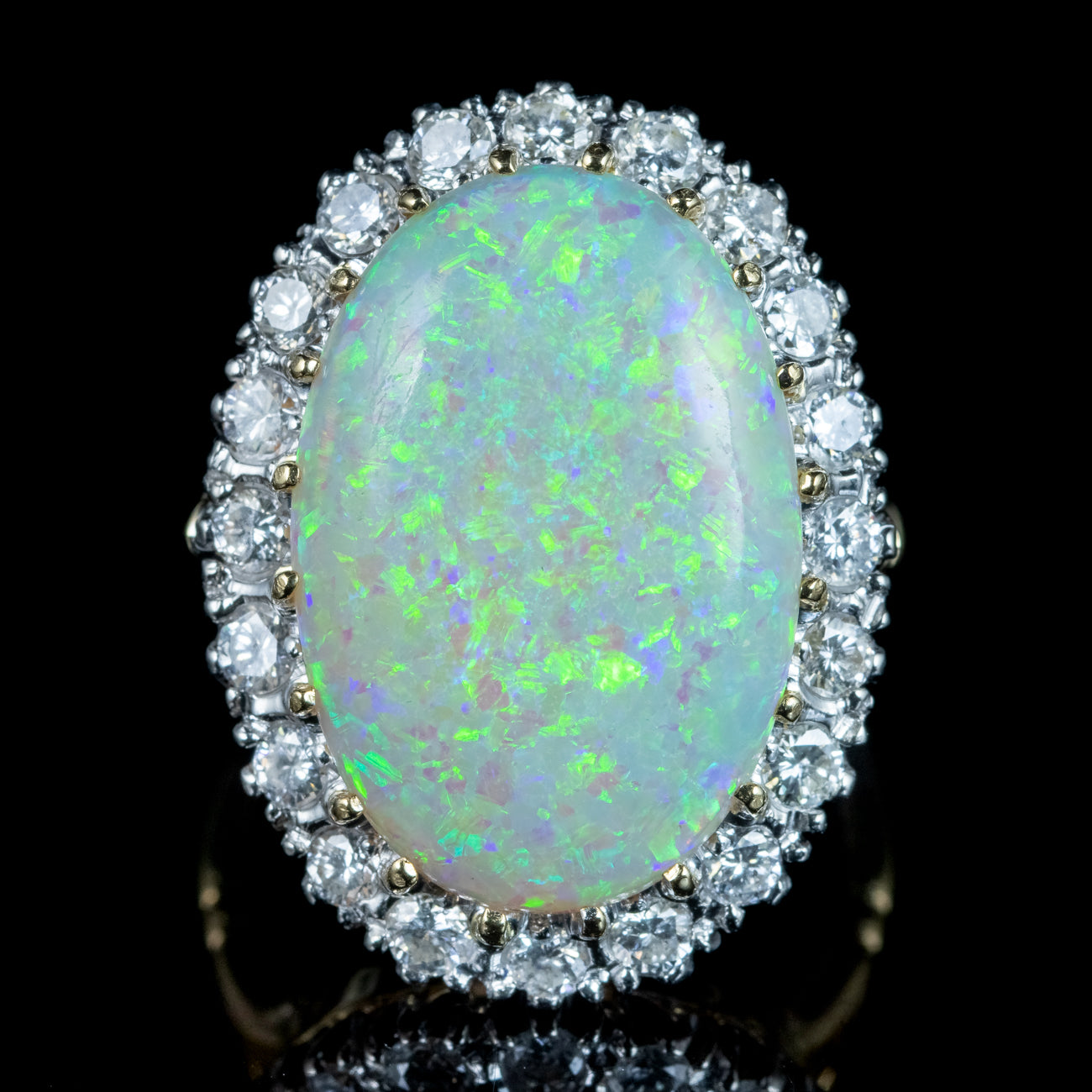Antique Edwardian Opal Diamond Cluster Ring 20ct Opal Secondary image