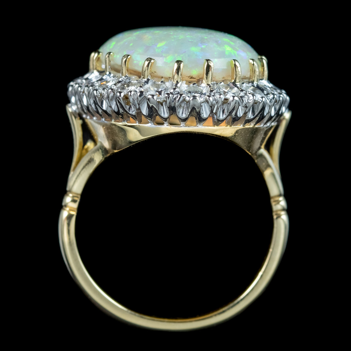 Antique Edwardian Opal Diamond Cluster Ring 20ct Opal