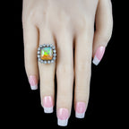 Antique Edwardian Opal Diamond Cluster Ring 6.5ct Opal 
