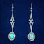 Antique Edwardian Opal Diamond Drop Earrings Platinum With Box