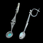 Antique Edwardian Opal Diamond Drop Earrings Platinum With Box