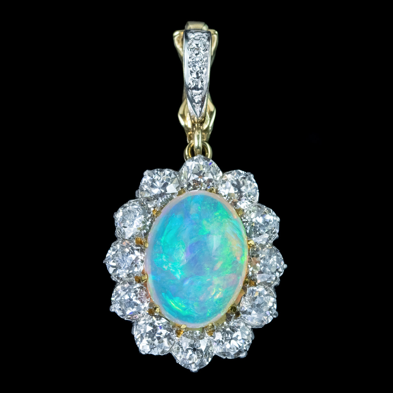 Antique Edwardian Opal Diamond Pendant 7ct Opal Secondary image