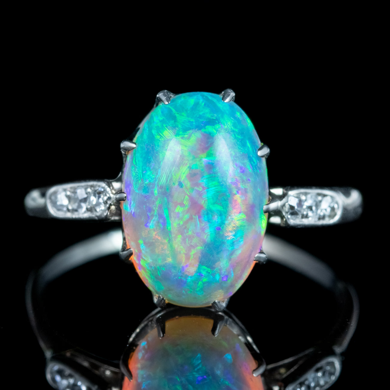 Antique Edwardian Opal Diamond Ring 3.5ct Natural Opal Secondary image