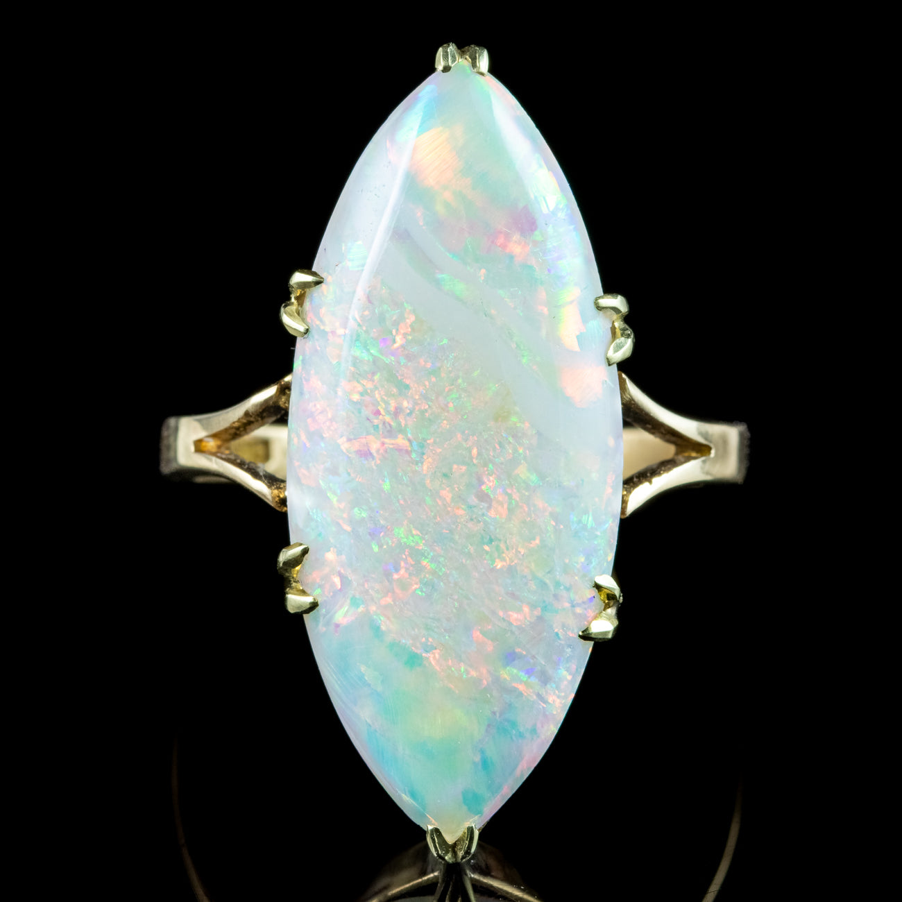 Antique Edwardian Opal Navette Ring 8ct Opal Dated 1914 Secondary image