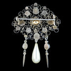 Antique Edwardian Paste Pearl Suffragette Brooch Silver Gilt