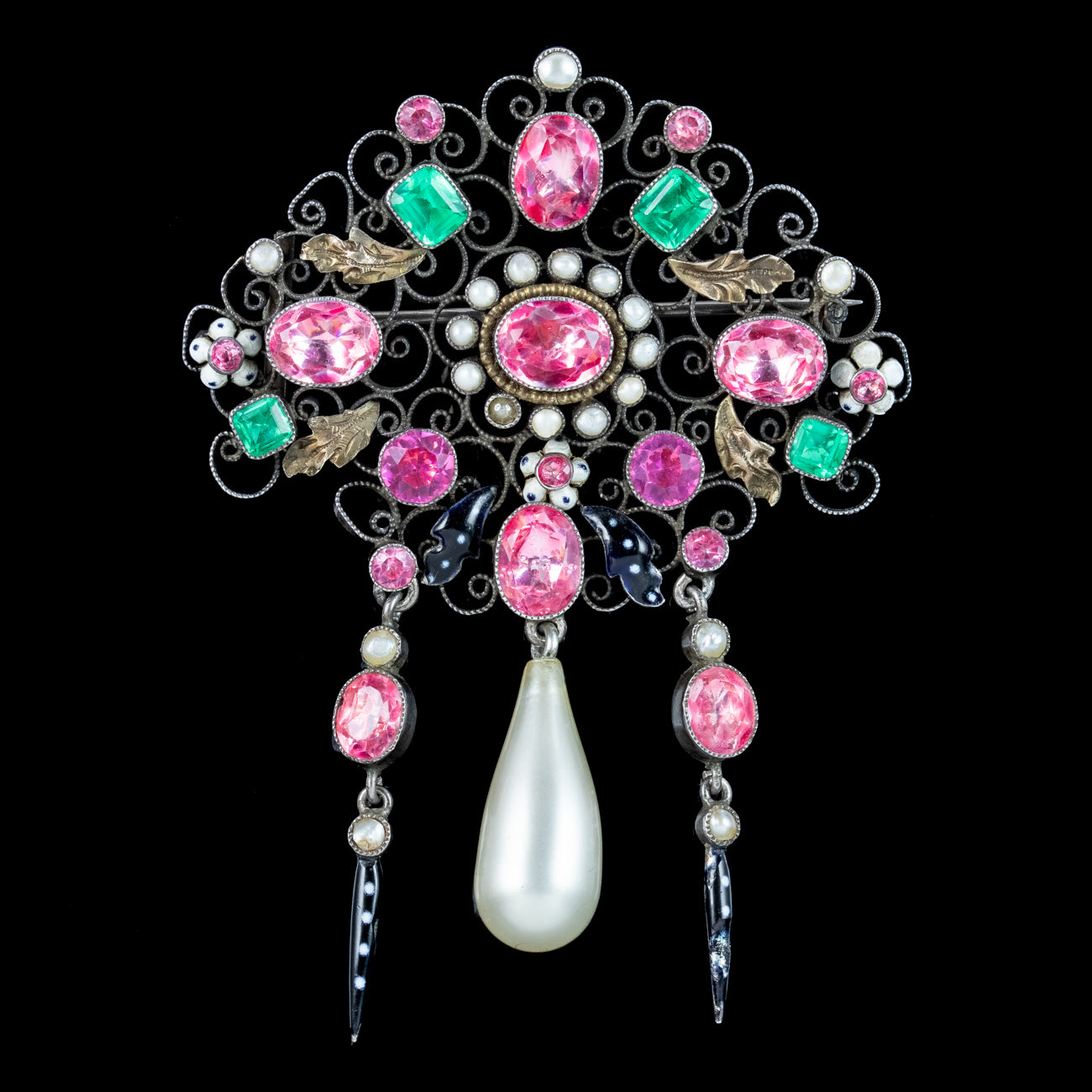 Antique Edwardian Paste Pearl Suffragette Brooch Silver Circa 1910 Secondary image