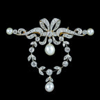 Antique Edwardian Pearl Diamond Brooch Platinum 18ct Gold