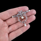 Antique Edwardian Pearl Diamond Brooch Platinum 18ct Gold