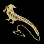 Antique Edwardian Pheasant Brooch Diamond Emerald 18ct Gold 