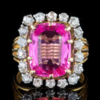 Antique Edwardian Pink Sapphire Diamond Ring 8.5ct Synthetic Sapphire 