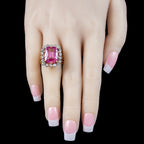 Antique Edwardian Pink Sapphire Diamond Ring 8.5ct Synthetic Sapphire 