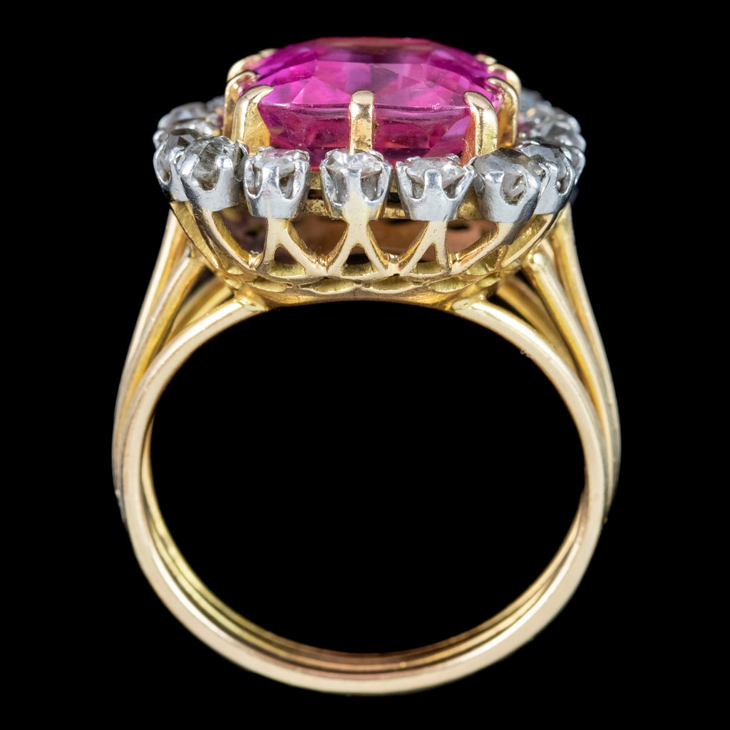 Antique Edwardian Pink Sapphire Diamond Ring 8.5ct Synthetic Sapphire 