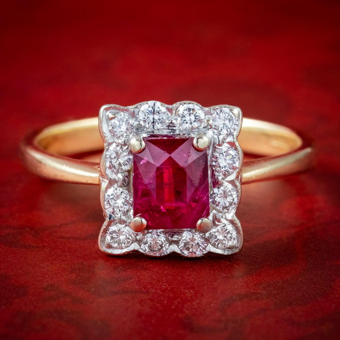Antique Edwardian Ruby Diamond Cluster Ring 0.65ct Ruby Dated 1903 Main image