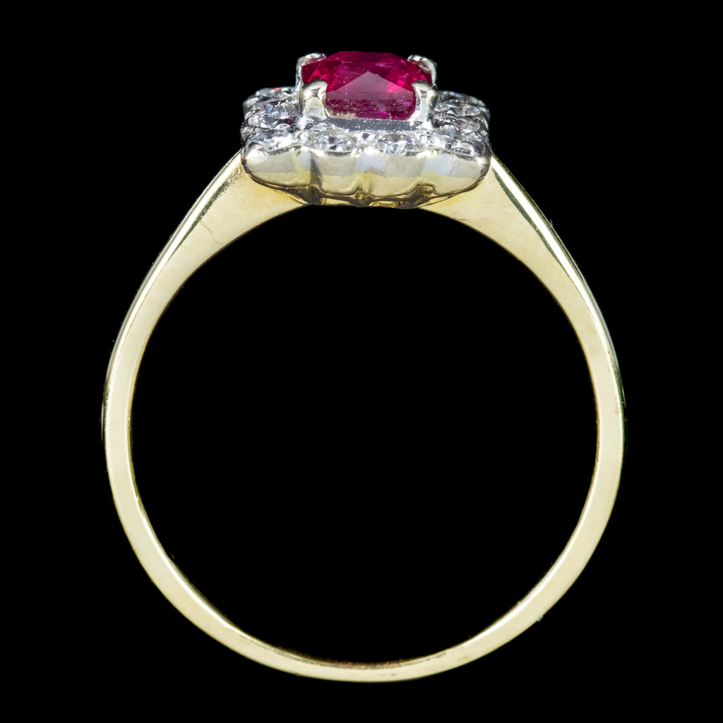 Antique Edwardian Ruby Diamond Cluster Ring 0.65ct Ruby Dated 1903