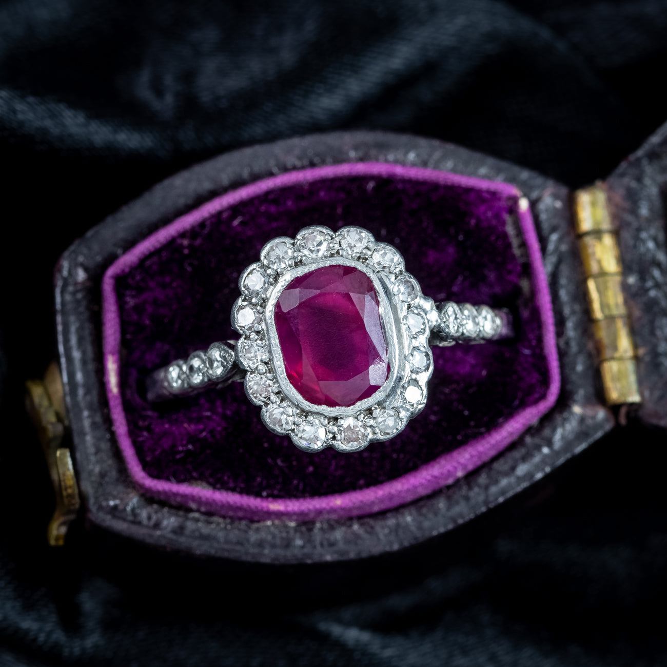 Antique Edwardian Ruby Diamond Cluster Ring 1ct Ruby Secondary image