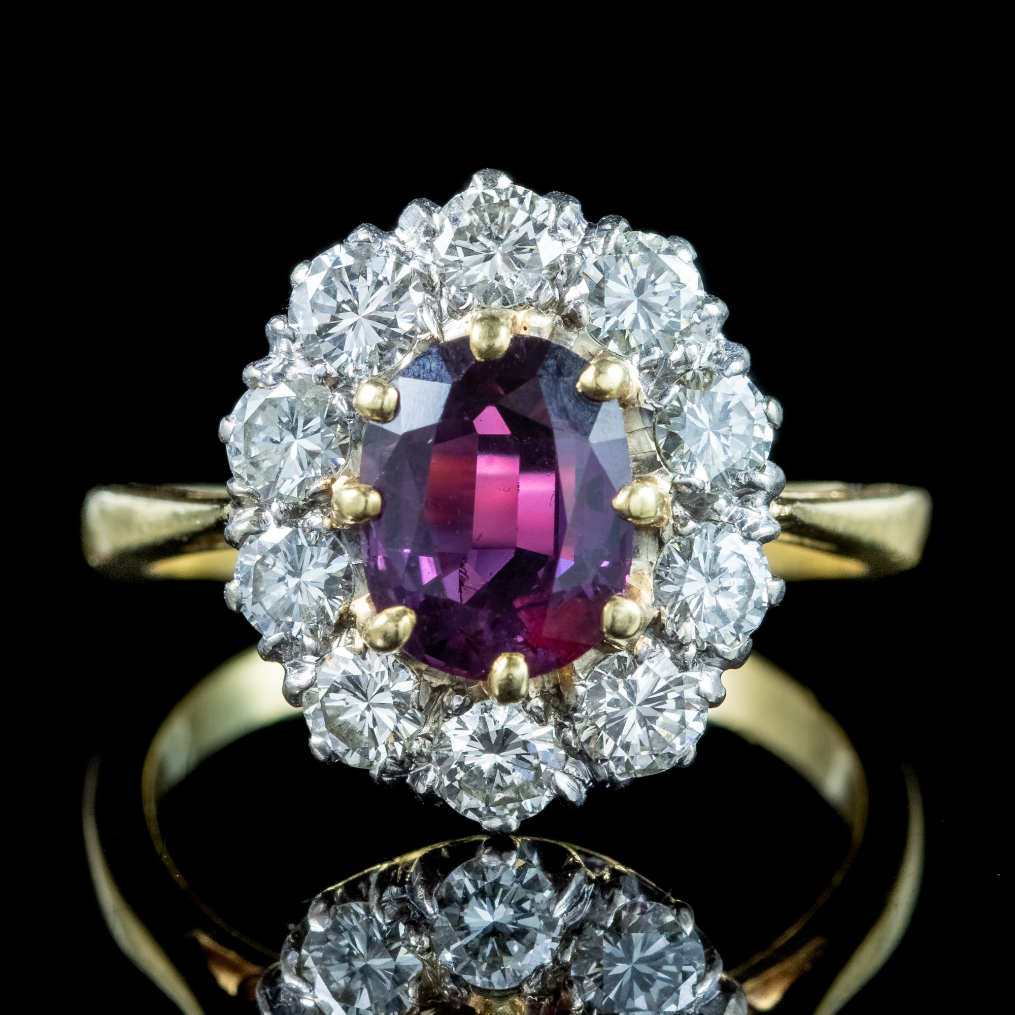 Antique Edwardian Ruby Diamond Cluster Ring 1.8ct Ruby Secondary image