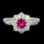 Antique Edwardian Ruby Diamond Cluster Ring 0.45ct Ruby