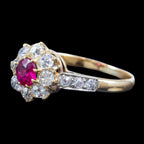 Antique Edwardian Ruby Diamond Cluster Ring 0.45ct Ruby