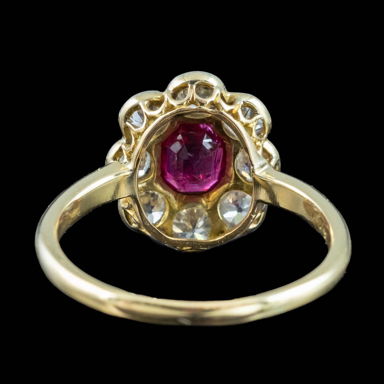 Antique Edwardian Ruby Diamond Daisy Cluster Ring 0.70ct Ruby