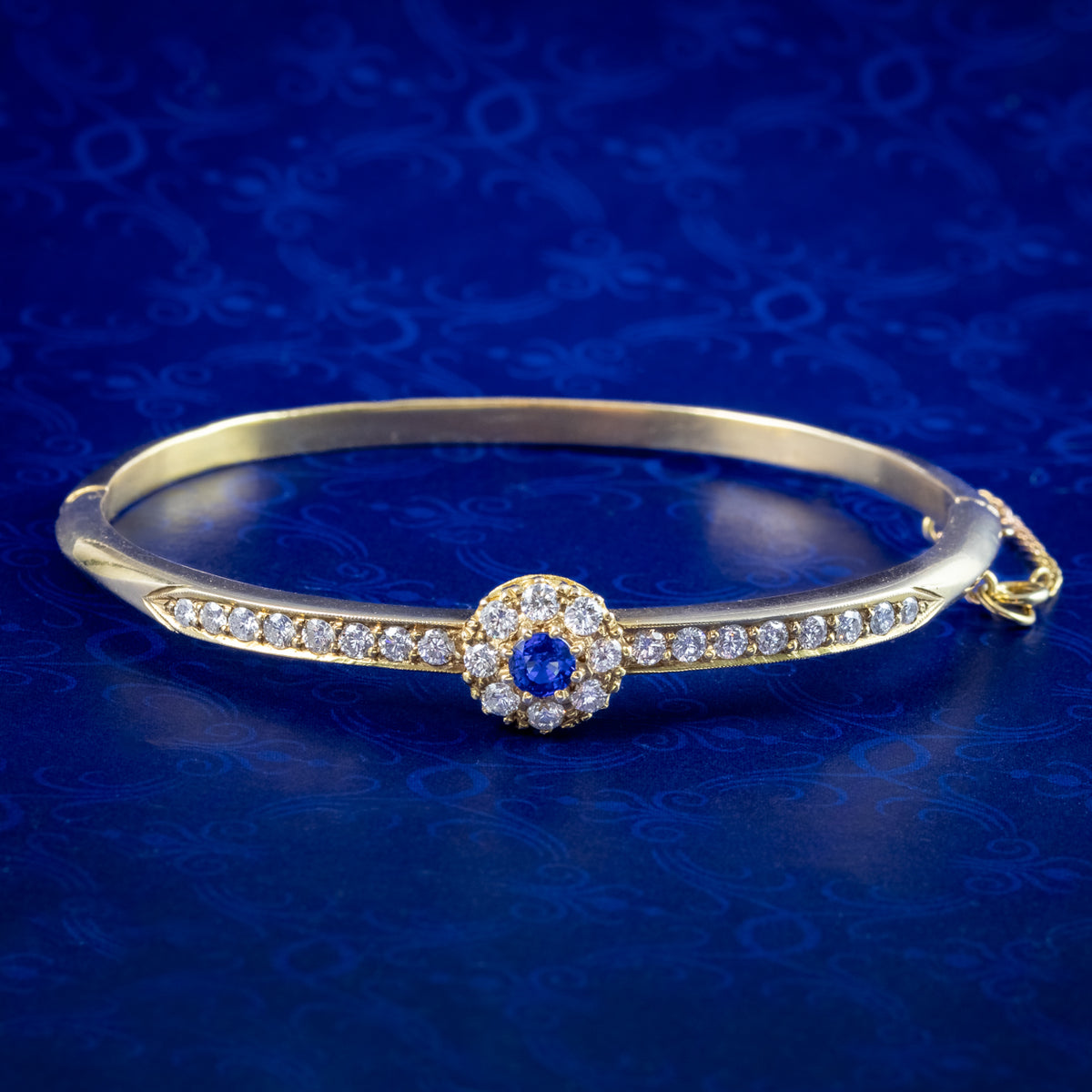 Antique Edwardian Sapphire Diamond Bangle 18ct Gold Main image