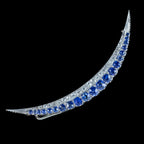 Antique Edwardian Sapphire Diamond Crescent Brooch 18ct Gold 