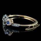 Antique Edwardian Sapphire Diamond Flower Bangle 0.85ct Sapphire